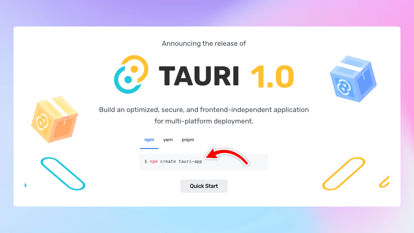 Tauri 1.0 release home page screenshot